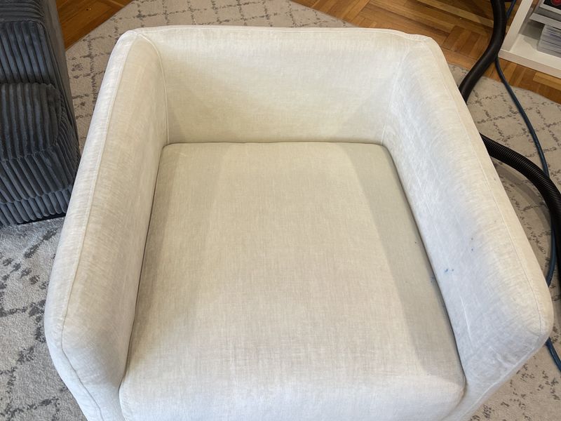 The same navy velvet sectional sofa after upholstery cleaning by Dr Carpet