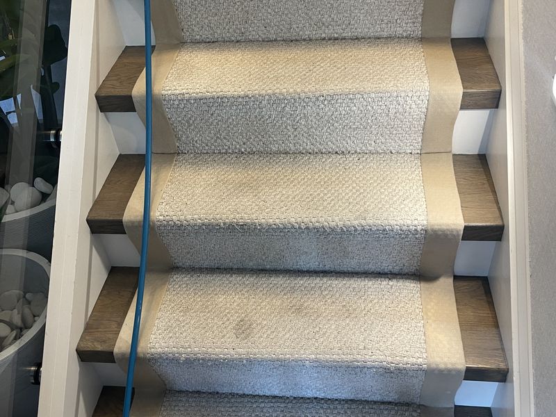 The same cream round swivel chair after upholstery cleaning by Dr Carpet