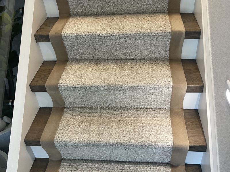 Cream round swivel chair before upholstery cleaning by Dr Carpet, heavily soiled