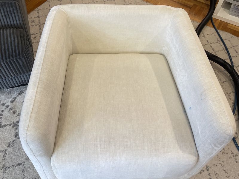 The same cream armchair after upholstery cleaning by Dr Carpet